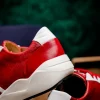 Discount Marco di Milano Lyon II Ostrich Quill & Calfskin Sneakers Red / White