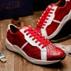 Discount Marco di Milano Lyon II Ostrich Quill & Calfskin Sneakers Red / White