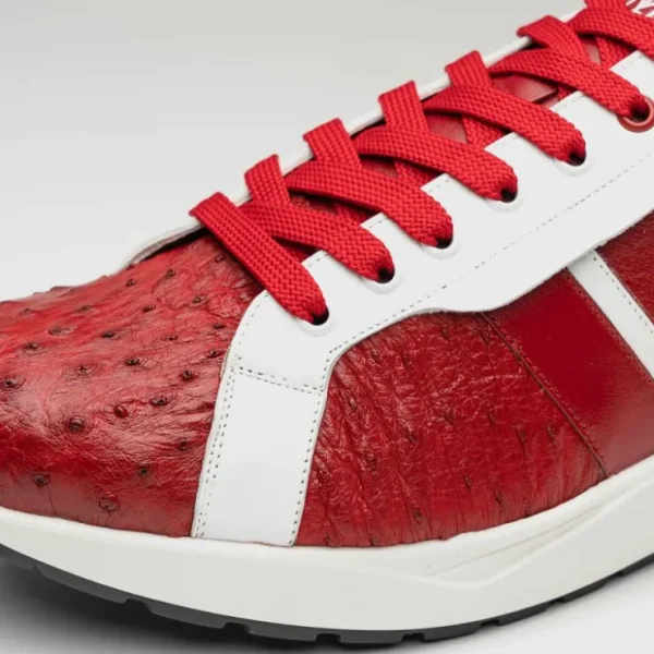 Discount Marco di Milano Lyon II Ostrich Quill & Calfskin Sneakers Red / White