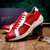 Discount Marco di Milano Lyon II Ostrich Quill & Calfskin Sneakers Red / White