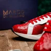 Discount Marco di Milano Lyon II Ostrich Quill & Calfskin Sneakers Red / White