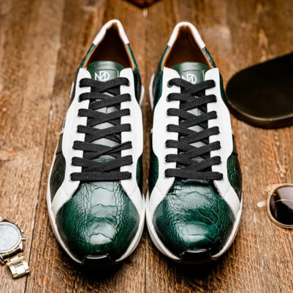 marco_di_milano_lyon_ostr_12.webp Hot Marco di Milano Lyon Ostrich Leg & Calfskin Sneakers Green / White