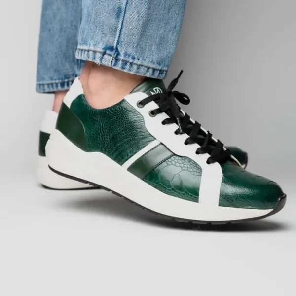 marco_di_milano_lyon_ostr_15.webp Hot Marco di Milano Lyon Ostrich Leg & Calfskin Sneakers Green / White