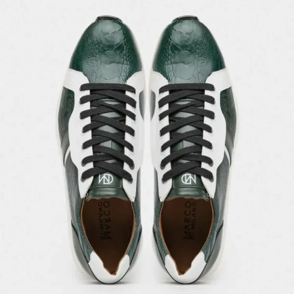 marco_di_milano_lyon_ostr_3-1.webp Hot Marco di Milano Lyon Ostrich Leg & Calfskin Sneakers Green / White