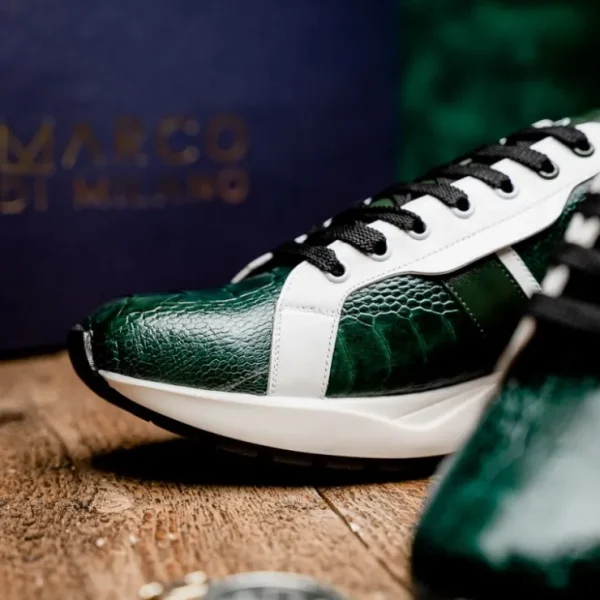 marco_di_milano_lyon_ostr_6-1.webp Hot Marco di Milano Lyon Ostrich Leg & Calfskin Sneakers Green / White
