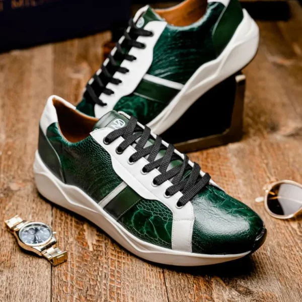 marco_di_milano_lyon_ostr_9.webp Hot Marco di Milano Lyon Ostrich Leg & Calfskin Sneakers Green / White