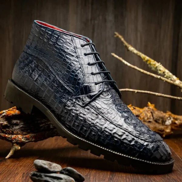 Cheap Marco di Milano Martinelli Caiman Crocodile Chukka Boots Navy