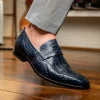 Hot Marco di Milano Matteo Alligator Penny Loafer Navy