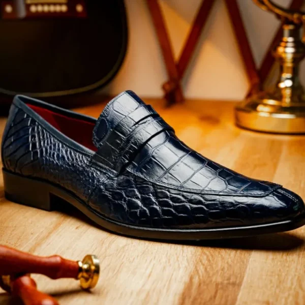 Hot Marco di Milano Matteo Alligator Penny Loafer Navy