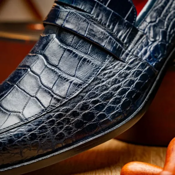 Hot Marco di Milano Matteo Alligator Penny Loafer Navy