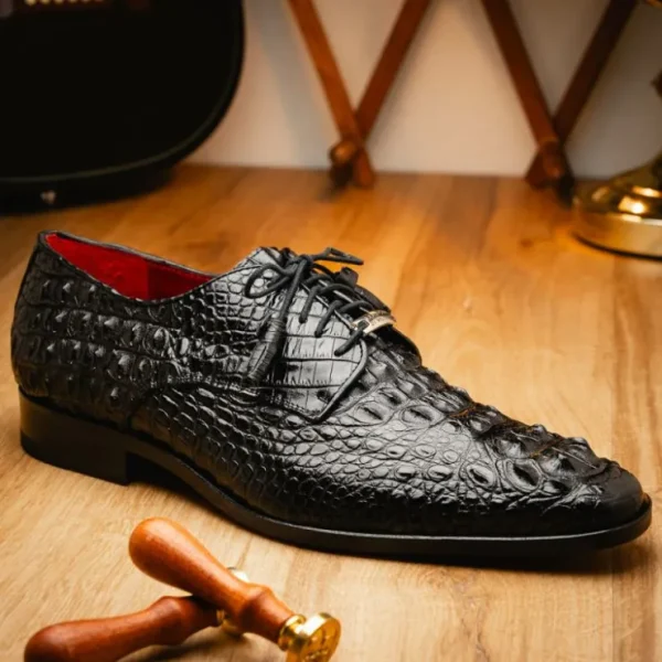 Cheap Marco di Milano Nilo Nile Crocodile Derby Black