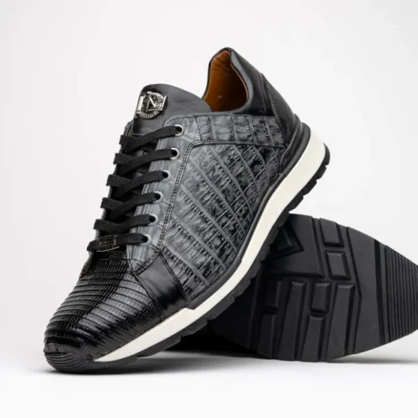 New Marco di Milano Portici Caiman & Lizard Sneakers Gray Combo GrayCombo