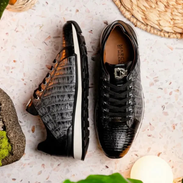 New Marco di Milano Portici Caiman & Lizard Sneakers Gray Combo GrayCombo