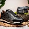 New Marco di Milano Portici Caiman & Lizard Sneakers Gray Combo GrayCombo
