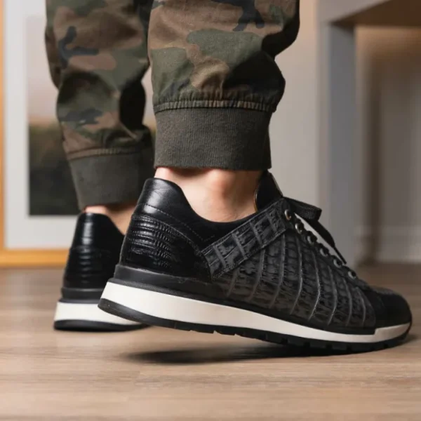 New Marco di Milano Portici Caiman & Lizard Sneakers Gray Combo GrayCombo
