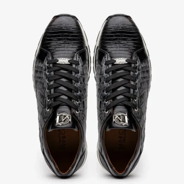 New Marco di Milano Portici Caiman & Lizard Sneakers Gray Combo GrayCombo