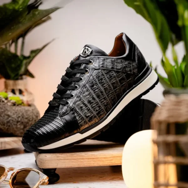 New Marco di Milano Portici Caiman & Lizard Sneakers Gray Combo GrayCombo
