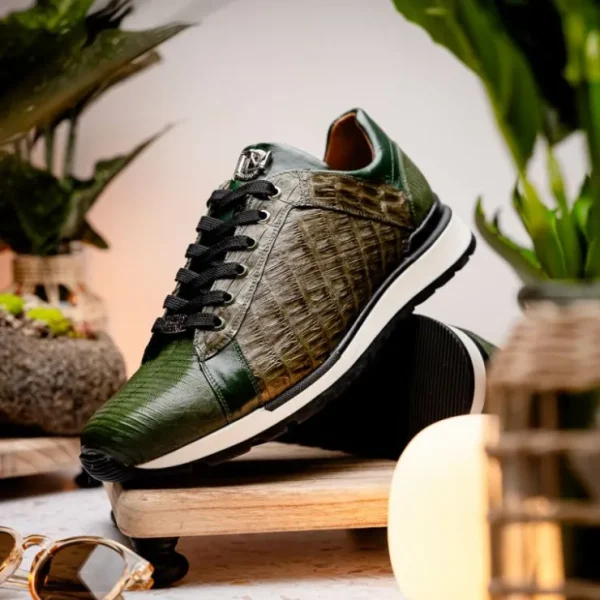 Best Sale Marco di Milano Portici Caiman & Lizard Sneakers Green Combo GreenCombo