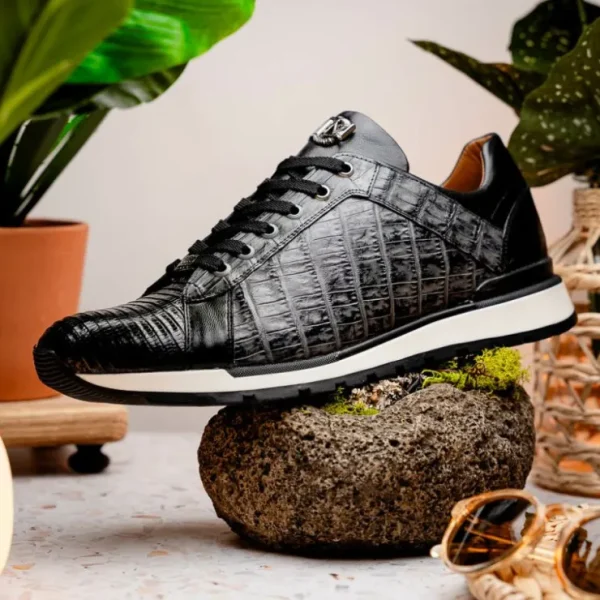 New Marco di Milano Portici Caiman & Lizard Sneakers Gray Combo GrayCombo