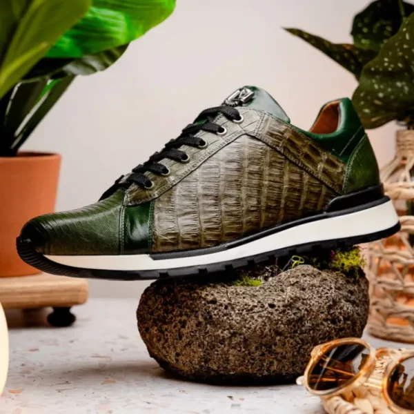 Best Sale Marco di Milano Portici Caiman & Lizard Sneakers Green Combo GreenCombo