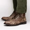 Clearance Marco di Milano Renzo Ostrich Lace Up Boots Stone Brown StoneBrown