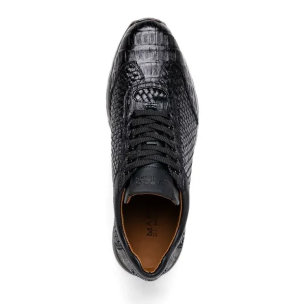 New Marco di Milano Roma Caiman Crocodile Woven Sneakers Black