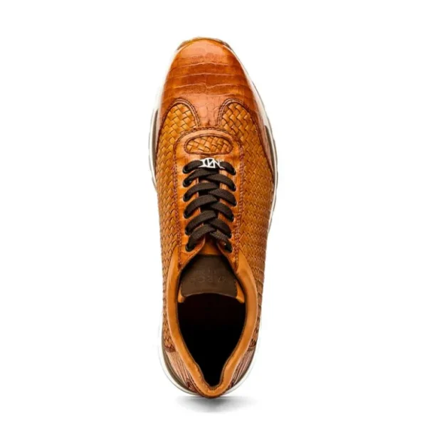 Discount Marco di Milano Roma Caiman Crocodile Woven Sneakers Brandy