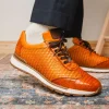 Discount Marco di Milano Roma Caiman Crocodile Woven Sneakers Brandy