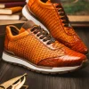 Discount Marco di Milano Roma Caiman Crocodile Woven Sneakers Brandy