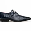 Flash Sale Marco di Milano Rovigo Caiman Crocodile Monk Strap Navy Blue