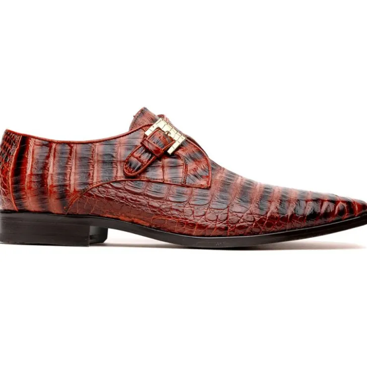 Online Marco di Milano Rovigo Caiman Crocodile Monk Strap Cognac