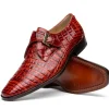 Shop Marco di Milano Rovigo Caiman Crocodile Monk Strap Rustic Cognac RusticCognac