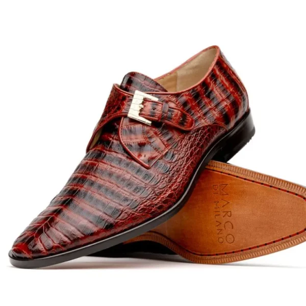 Online Marco di Milano Rovigo Caiman Crocodile Monk Strap Cognac