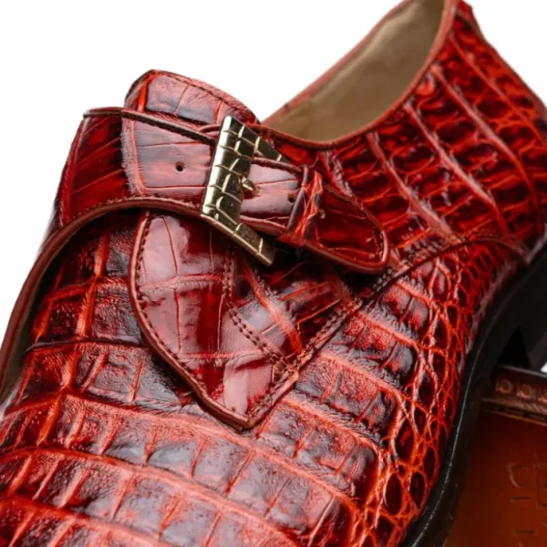 Shop Marco di Milano Rovigo Caiman Crocodile Monk Strap Rustic Cognac RusticCognac