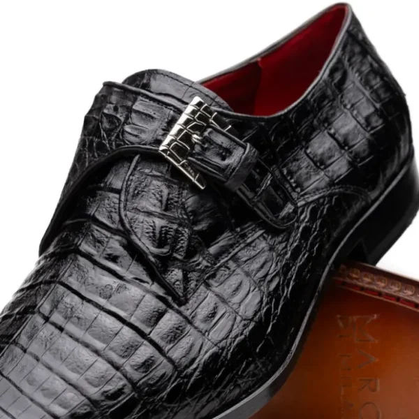 Flash Sale Marco di Milano Rovigo Caiman Crocodile Monk Strap Black