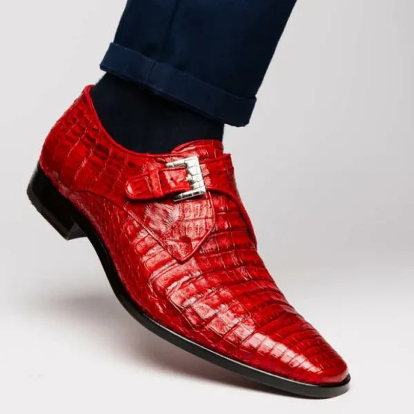 Flash Sale Marco di Milano Rovigo Caiman Crocodile Monk Strap Red