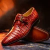 Shop Marco di Milano Rovigo Caiman Crocodile Monk Strap Rustic Cognac RusticCognac