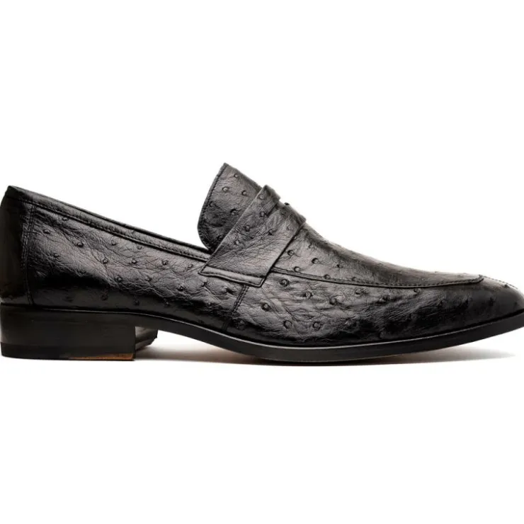 Shop Marco di Milano Salvatore Ostrich Penny Loafer Black