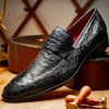 Shop Marco di Milano Salvatore Ostrich Penny Loafer Black