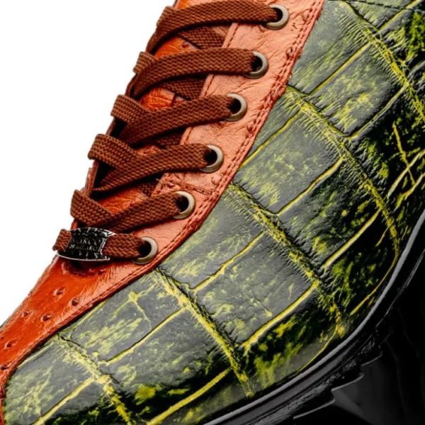 Discount Marco di Milano Saulo Alligator & Ostrich Sneakers Cognac / Green