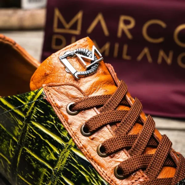 Discount Marco di Milano Saulo Alligator & Ostrich Sneakers Cognac / Green