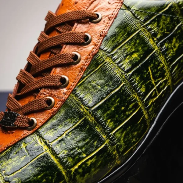 Discount Marco di Milano Saulo Alligator & Ostrich Sneakers Cognac / Green