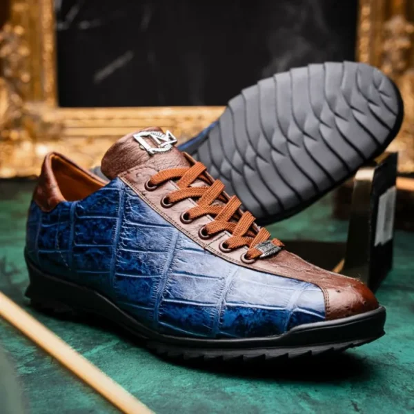 Store Marco di Milano Saulo Alligator & Ostrich Sneakers Blue Jean BlueJean