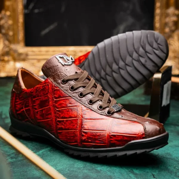 Best Marco di Milano Saulo Alligator & Ostrich Sneakers Cognac