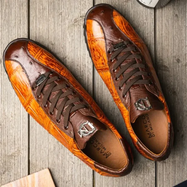 Discount Marco di Milano Saulo Alligator & Ostrich Sneakers Brandy / Brown