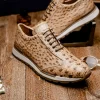 Shop Marco di Milano Scanno Ostrich Quill Sneakers Antique Orix AntiqueOrix