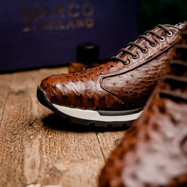 Best Sale Marco di Milano Scanno Ostrich Quill Sneakers Brown