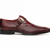 Store Marco di Milano Toluca Crocodile & Lizard Monk Strap Wine