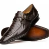 Flash Sale Marco di Milano Toluca Crocodile & Lizard Monk Strap Brown