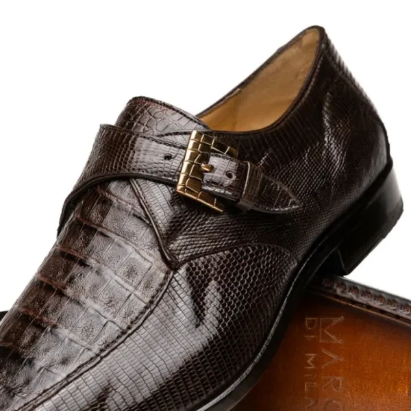 Flash Sale Marco di Milano Toluca Crocodile & Lizard Monk Strap Brown